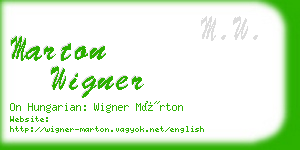 marton wigner business card